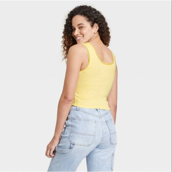 The Flintstones Women's Plus Size Cropped Graphic Tank Top Yellow Size 2X - Picture 3 of 6